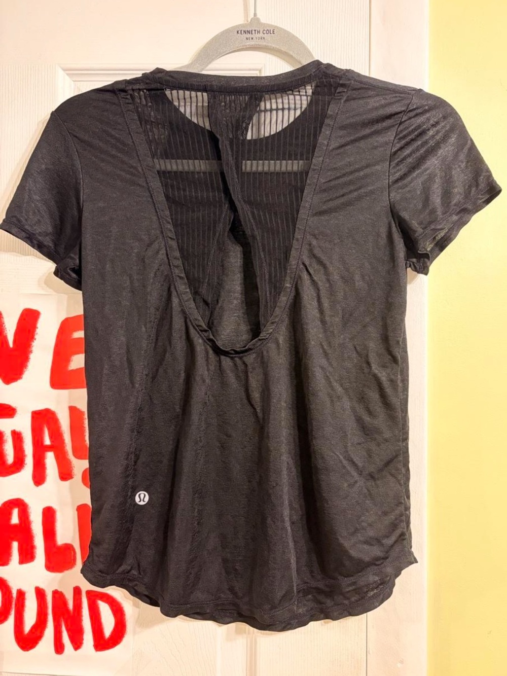 lululemon athletica Black Short Sleeve Open-Back Tee